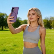 Твърд кейс с MagSafe пръстен за Samsung Galaxy S26 от Tech-Protect MagMat - Matte Cobalt Violet