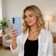 Твърд кейс с MagSafe пръстен за Samsung Galaxy S26 от Tech-Protect MagMat - Sky Blue