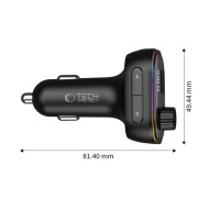 TECH-PROTECT CC07 3-PORT CAR CHARGER PD 54W + TRANSMITER FM BLUETOOTH BLACK