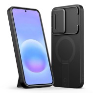 Удароустойчив кейс с MagSafe и капак на камерата за Samsung Galaxy A57 от Tech Protect Kevlar Aura - Black / Orange