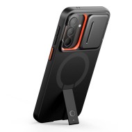 Удароустойчив кейс с MagSafe и капак на камерата за Samsung Galaxy A57 от Tech Protect Kevlar Aura - Black / Orange