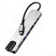TECH-PROTECT HB09 HUB ADAPTER 8IN1 TYPE-C + USB-A3.0 + USB-C3.0 + HDMI 4K 60HZ + SD/TF + PD100W + RJ45 1000MB/S SPACE GREY