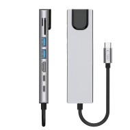TECH-PROTECT HB09 HUB ADAPTER 8IN1 TYPE-C + USB-A3.0 + USB-C3.0 + HDMI 4K 60HZ + SD/TF + PD100W + RJ45 1000MB/S SPACE GREY
