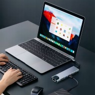 TECH-PROTECT HB09 HUB ADAPTER 8IN1 TYPE-C + USB-A3.0 + USB-C3.0 + HDMI 4K 60HZ + SD/TF + PD100W + RJ45 1000MB/S SPACE GREY
